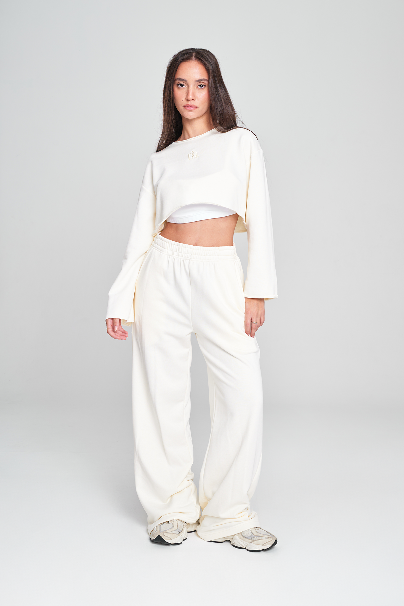 COTTON Crop Majica + Široke COTTON Pantalone, VANILLA ICE