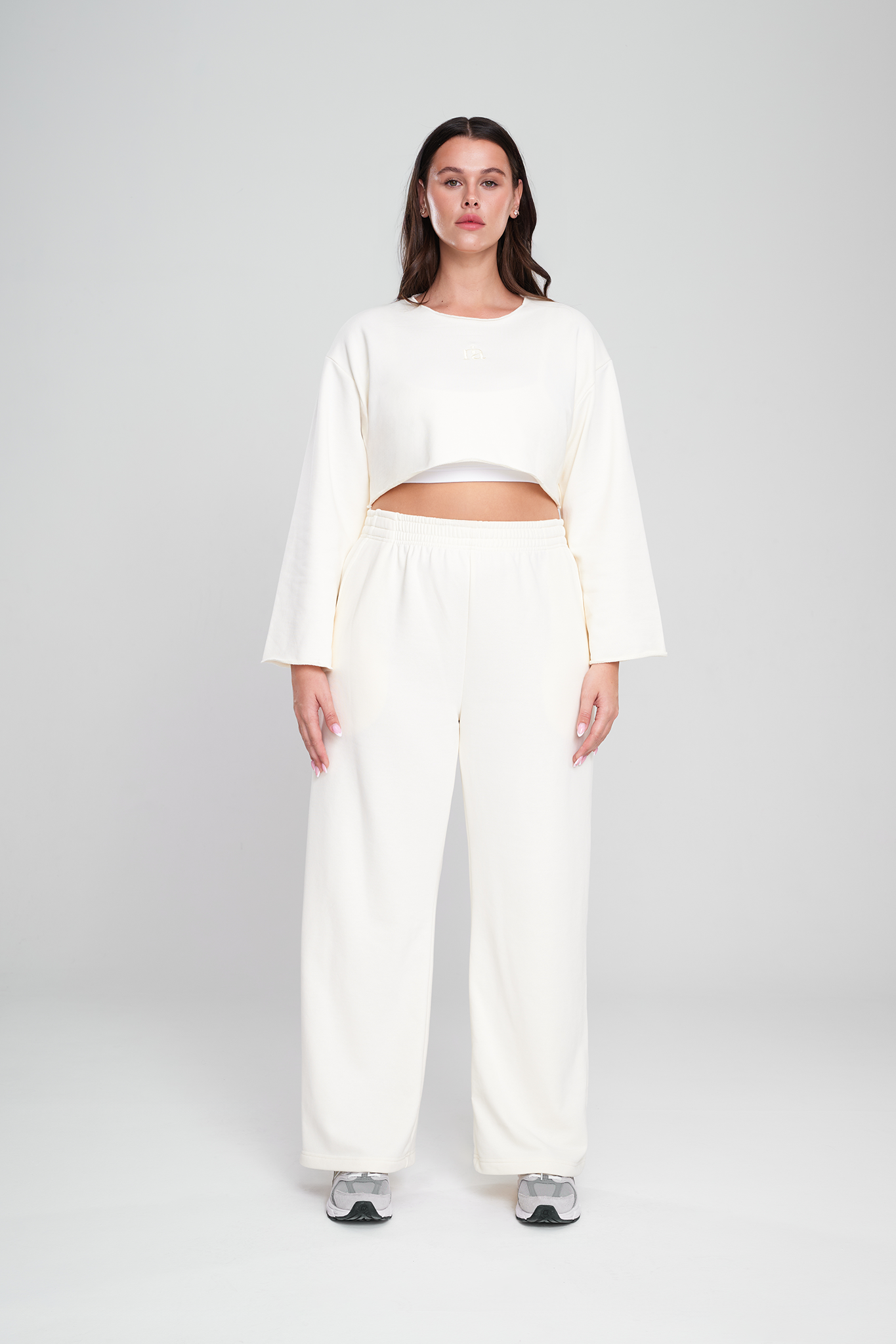 COTTON Crop Majica + Široke COTTON Pantalone, VANILLA ICE