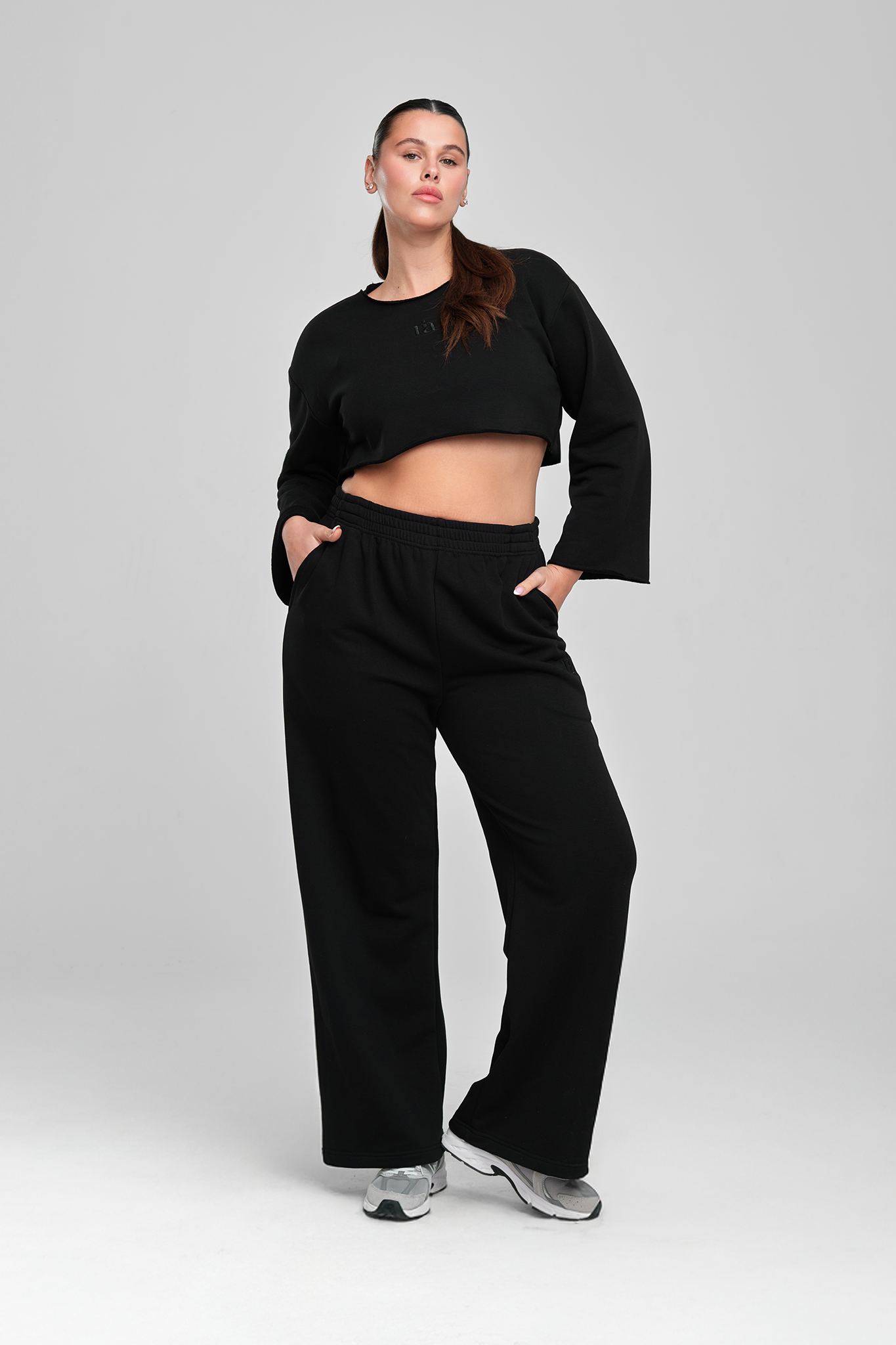 Pamučna COTTON Crop Majica, MIDNIGHT BLACK