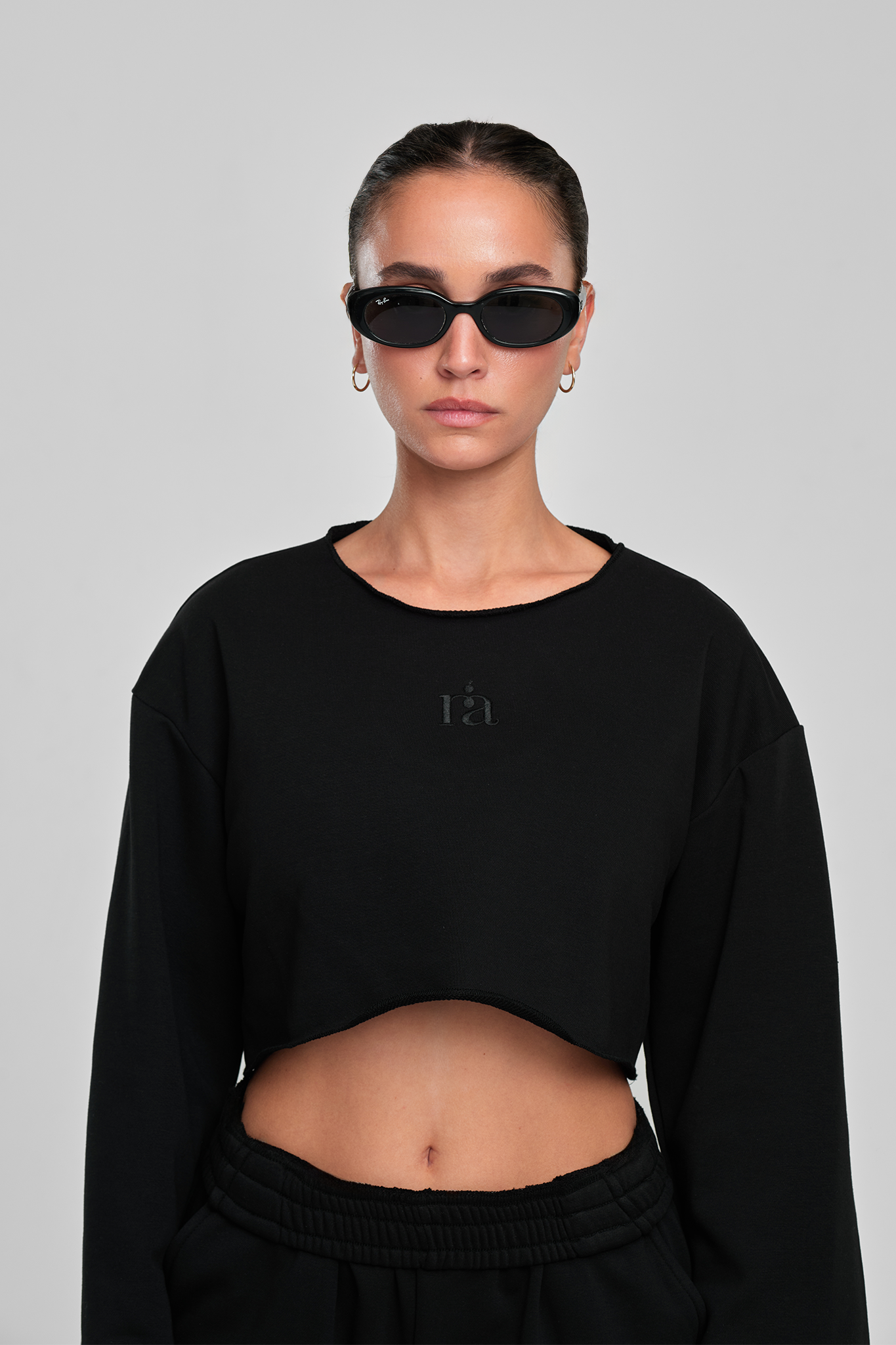 Pamučna COTTON Crop Majica, MIDNIGHT BLACK