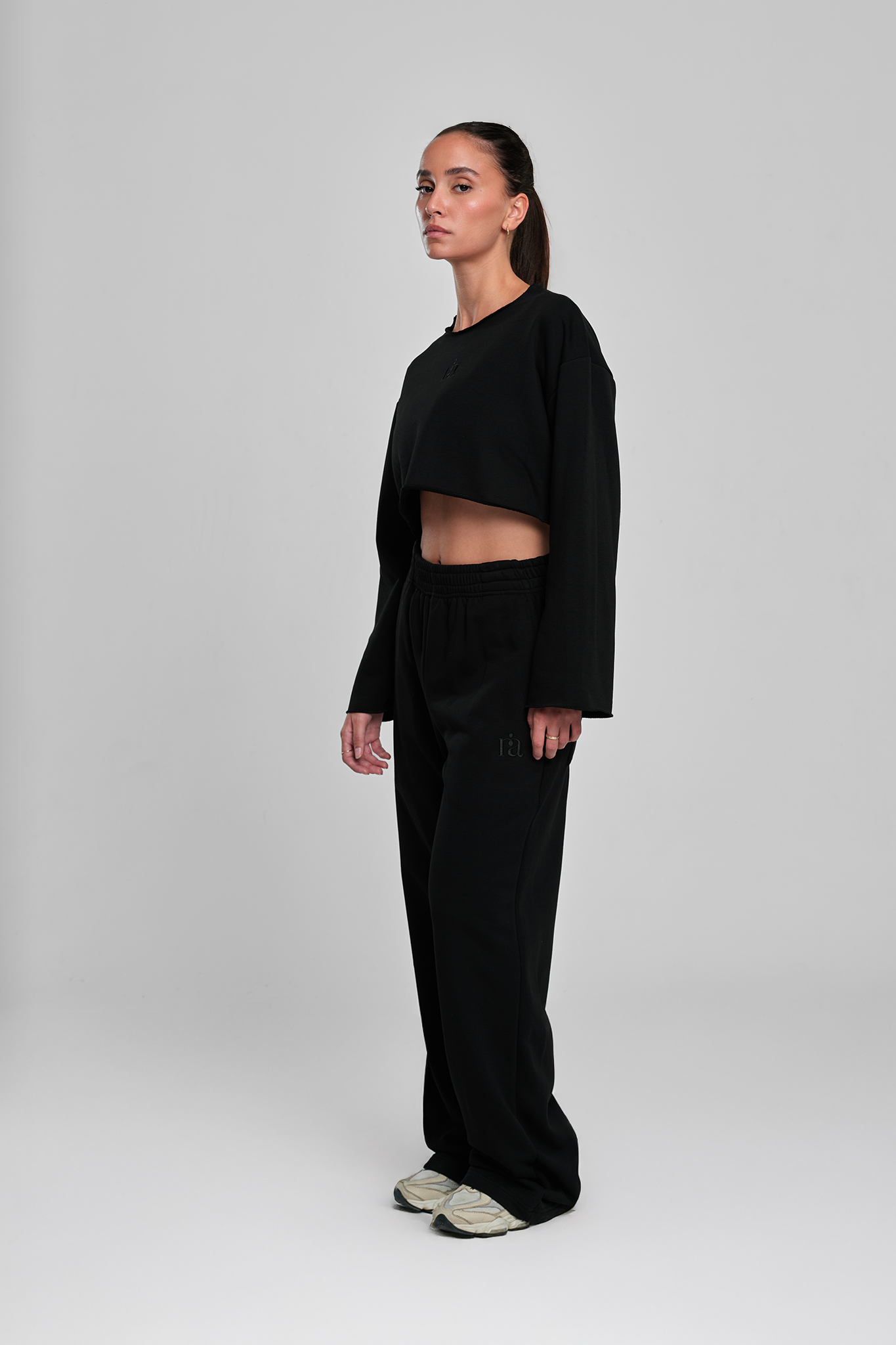 Pamučna COTTON Crop Majica, MIDNIGHT BLACK