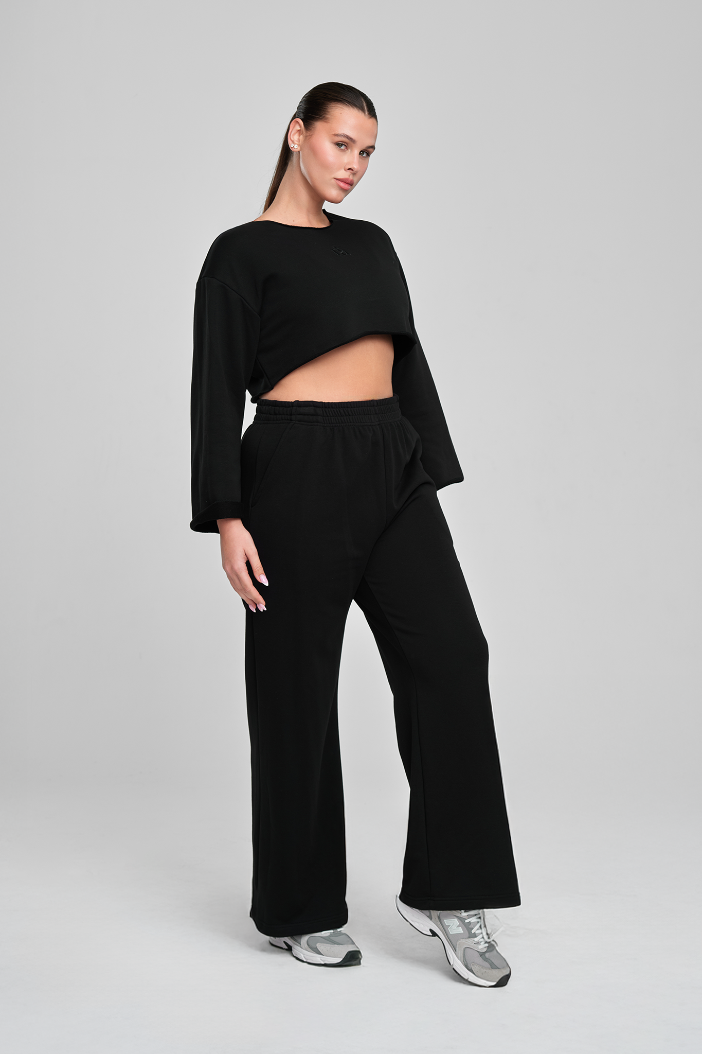 Pamučna COTTON Crop Majica, MIDNIGHT BLACK