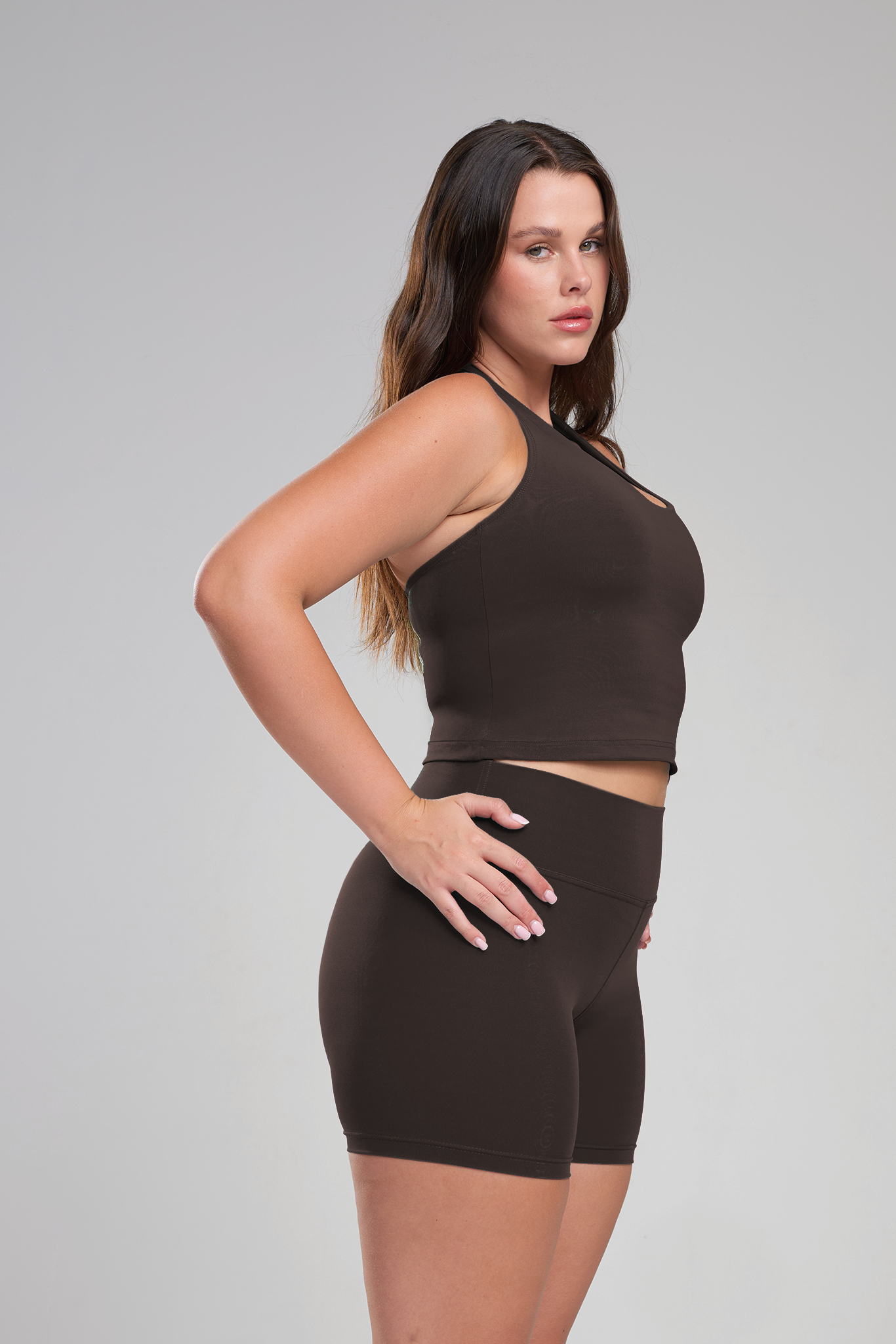 Butter Flex Pro Halter Tank Top - Coffee