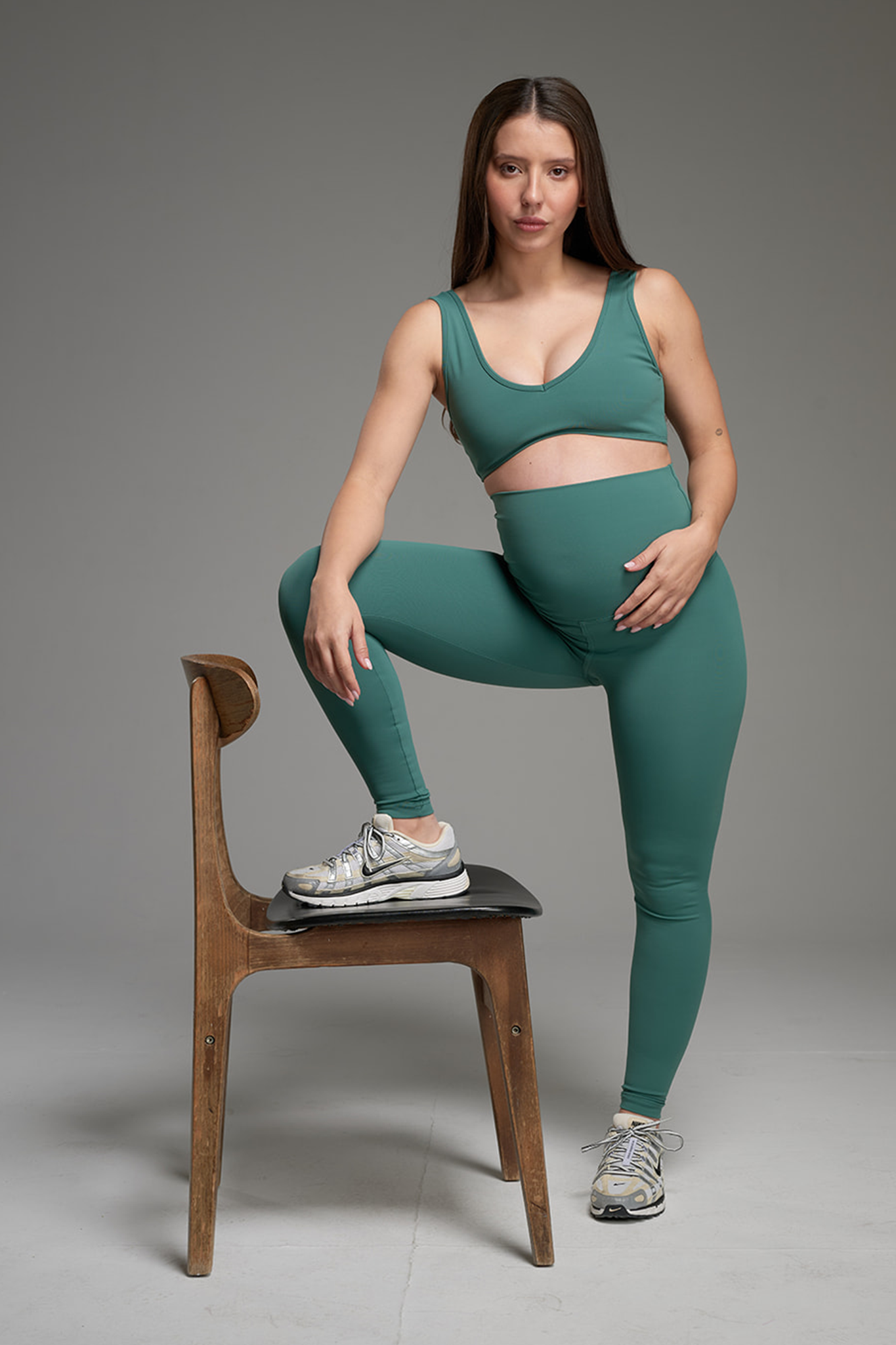 YALUUP.PRO High-Waisted Maternity Leggings – EMERALD GLOW
